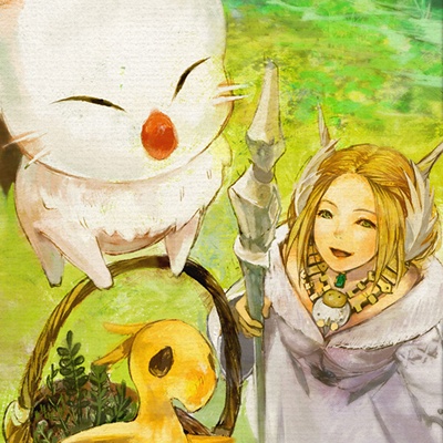 Siroma Mm Blog Entry モーグリとカヌ エ センナ様にチョコチョコボを添えた絵 Final Fantasy Xiv The Lodestone